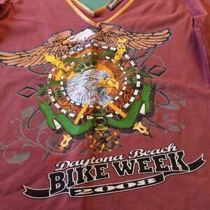 Daytona Beach 2008 Bike Week  Johnny Be Good Women's Med Long Sleeve V Neck Top